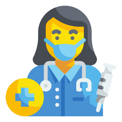 female medical doctor mask flat icon