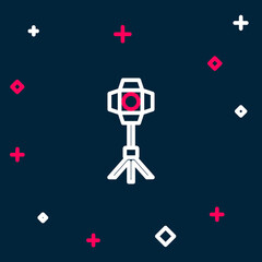 Line Studio light bulb in softbox icon isolated on blue background. Shadow reflection design. Colorful outline concept. Vector