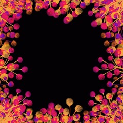 Berries on the branches. Square frame. Botanical background.