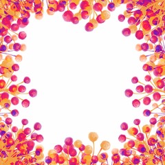 Berries on the branches. Square frame. Botanical background.