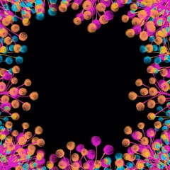 Black frame with a colorful berries. Seamless pattern.