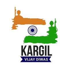 illustration of silhouettes of soldiers abstract concept for Kargil Vijay Diwas, Vector illustration white background