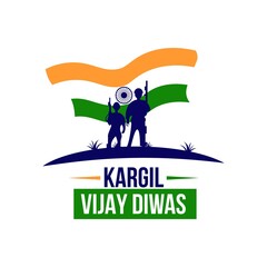 illustration of silhouettes of soldiers abstract concept for Kargil Vijay Diwas, banner. Vector illustration