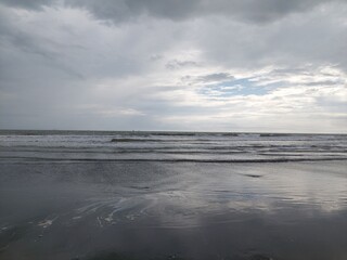 playing and chasing the wave near the ocean design for relaxation lifestyle