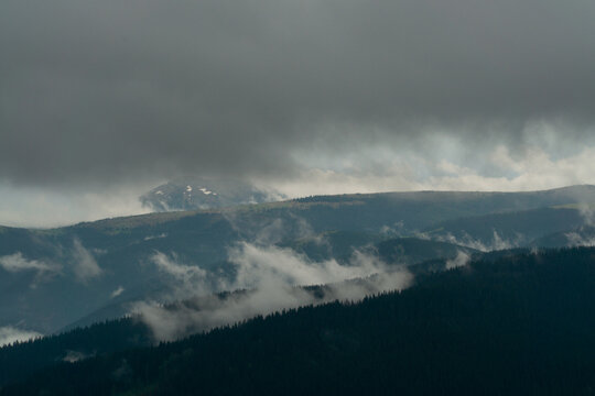 cloudy rainy sky in the mountains, background © yatsyna.s