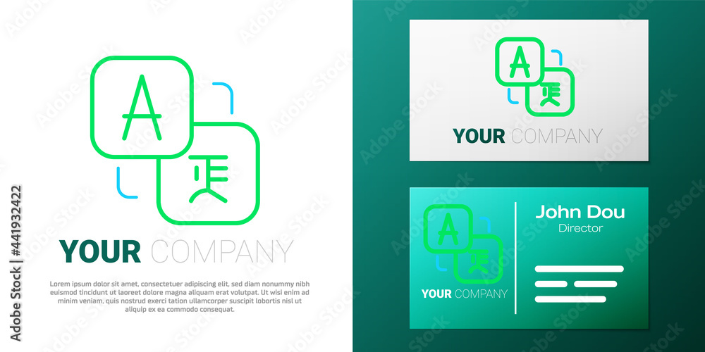 Poster line translator icon isolated on white background. foreign language conversation icons in chat speec