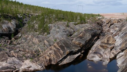 a stone mountains Scandinavian landscape in the north of Sweden