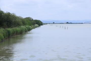 日本の岡山県玉野市八浜の美しい風景
