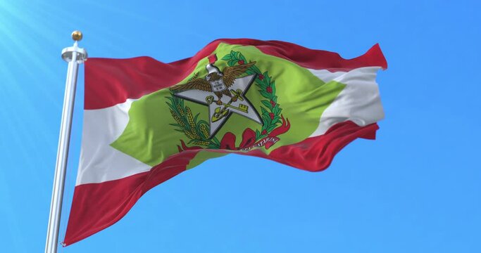 Santa Catarina state flag, Brazil. Loop