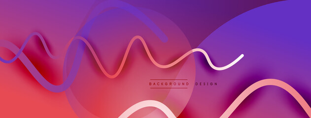 Abstract gradient background with wave line with shadow effect. Geometric composition. 3D shadow effects and fluid gradients