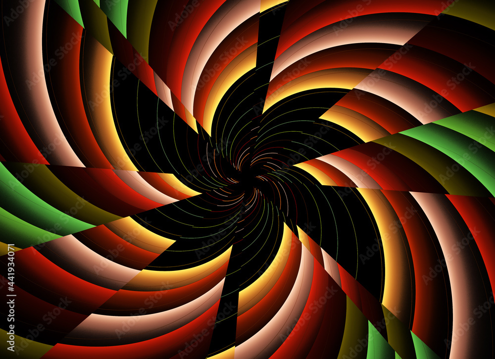 Poster abstract color dynamic textured background with lighting effect. fractal spiral. fractal art