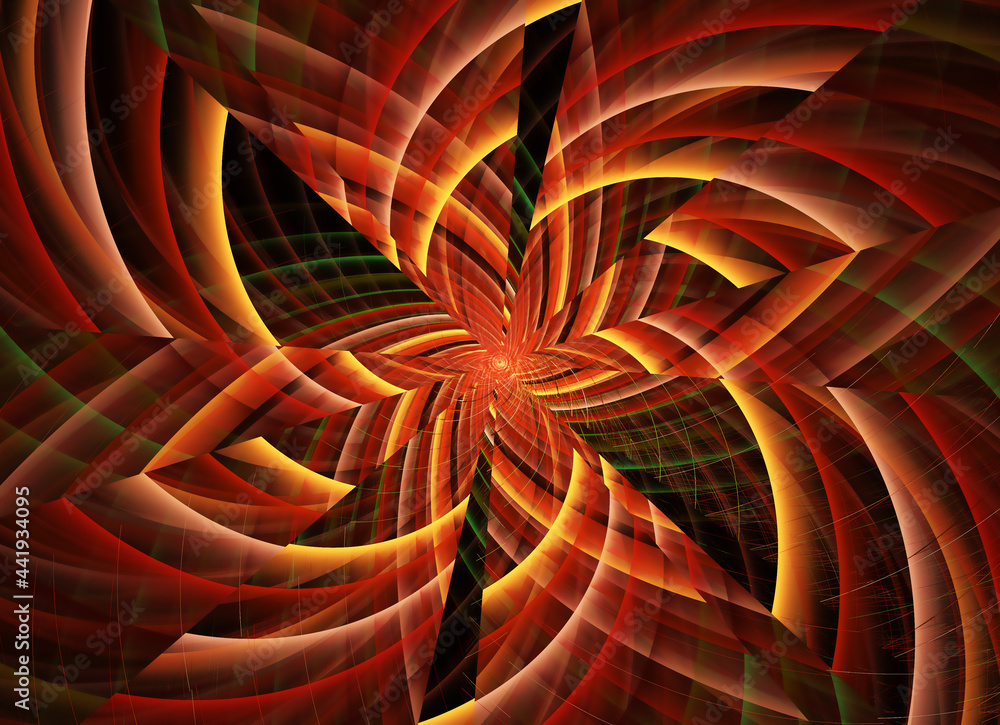 Poster abstract color dynamic textured background with lighting effect. fractal spiral. fractal art