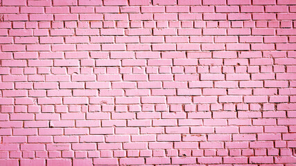 Pink brick wall background with copy space