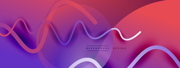 Abstract gradient background with wave line with shadow effect. Geometric composition. 3D shadow effects and fluid gradients