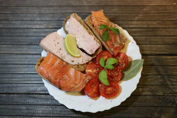 Light breakfast, sandwiches and pesto sauce
