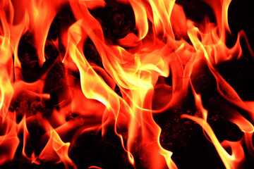 flames on a black background.