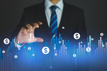 Stock market indicator or forex trading graph and Financial investment