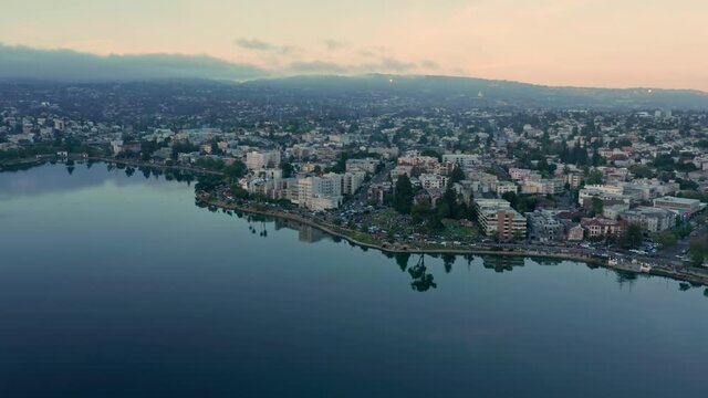 Aerial: Juneteenth celebrations on Lake Merritt. Oakland, USA