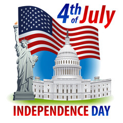 USA Independence Day celebration card and banner