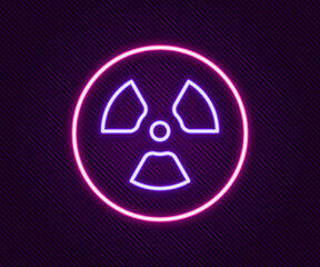 Glowing neon line Radioactive icon isolated on black background. Radioactive toxic symbol. Radiation hazard sign. Colorful outline concept. Vector