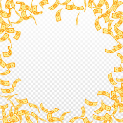 Korean won notes falling. Sparse WON bills on tran