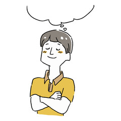 前向きな想像をする男性