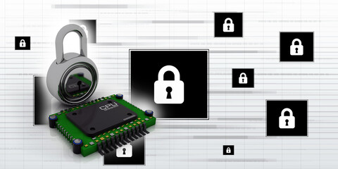 3d rendering lock protected microchips

