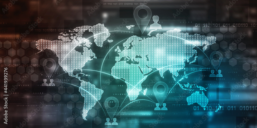 Poster 2d digital abstract business networking background
