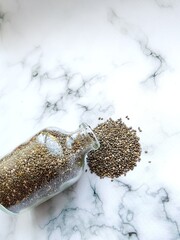 chia seeds on white background 