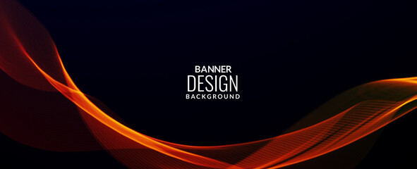 Dark abstract background with flowing colorful wave banner background pattern