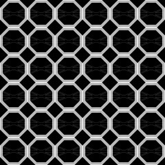 seamless pattern white hexagonal and lines isolated on black background