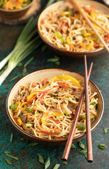 Noodles, Light and Airy, rustic setup