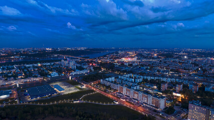Fototapeta na wymiar night view from the height of Nizhny Novgorod