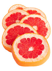 Grapefruit slices on a white isolated background