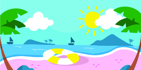 Fototapeta na wymiar Calm And Relaxing Beach Activities Doodle Illustration