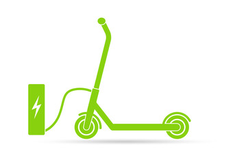 Scooter charging station. Electric scooter icon. Eco transport symbol. Vector illustration.
