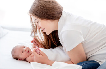 Mother with newborn baby