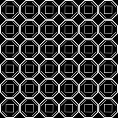 seamless pattern white hexagon and rectangle isolated on black background