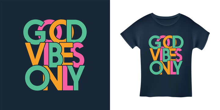 Premium Vector  Good vibes only motivational slogan in retro 70s style  with flowers template for tshirt