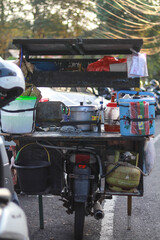 The cookware of a street food vendor. 