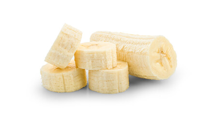 sliced banana path isolated on white background.