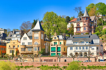  Germany - Beautiful old expensive villas in Heidelberg located at hill at Neckar river in Germany