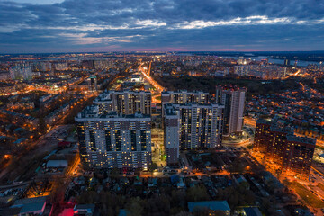 Fototapeta na wymiar Night city aerial