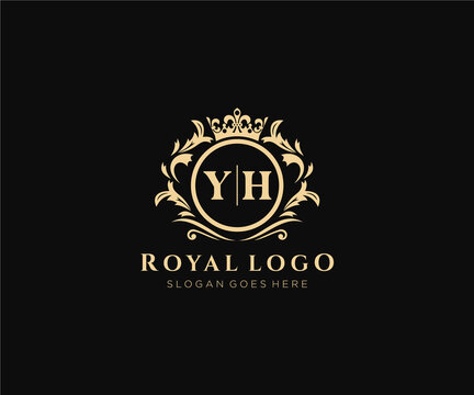 Initial YH Letter Luxurious Brand Logo Template, for Restaurant, Royalty, Boutique, Cafe, Hotel, Heraldic, Jewelry, Fashion and other vector illustration.