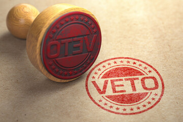 Veto stamp on craft paper.