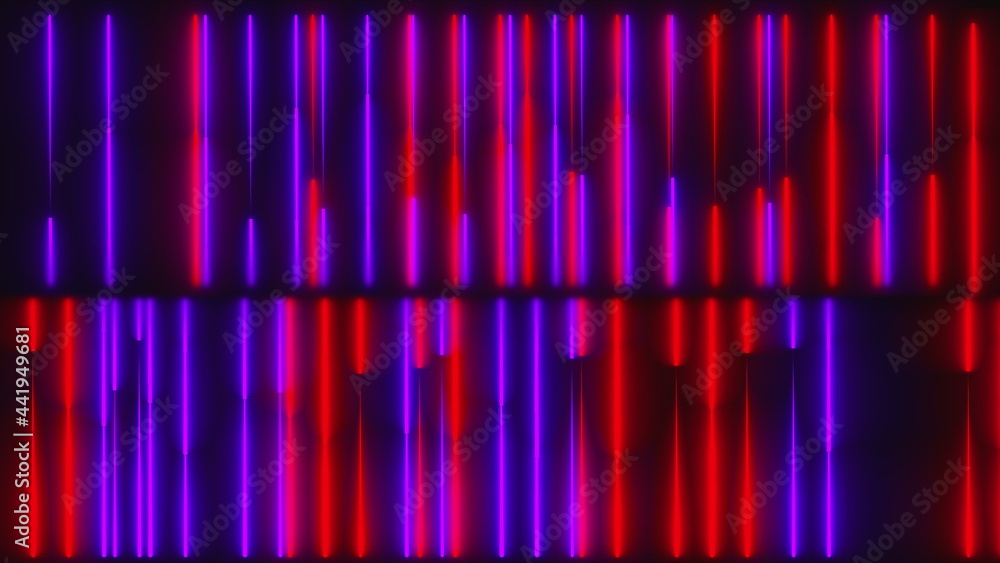 Poster neon lines backdrop, computer generated 3d render of grid