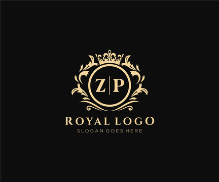 Initial ZP Letter Luxurious Brand Logo Template, for Restaurant, Royalty, Boutique, Cafe, Hotel, Heraldic, Jewelry, Fashion and other vector illustration.