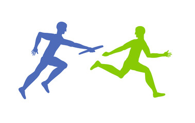 Plakat relay race, marathon runners, vector illustration