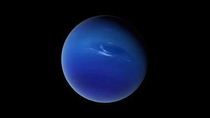 Rotation of the blue planet Neptune in cosmic stellar space, computer generated. 3d rendering of realistic background. Elements of this image are presented by NASA