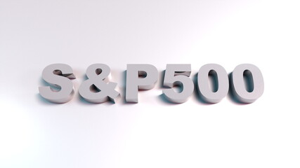 Large inscription SP 500 on stone background, computer generated. 3D rendering of financial concept.